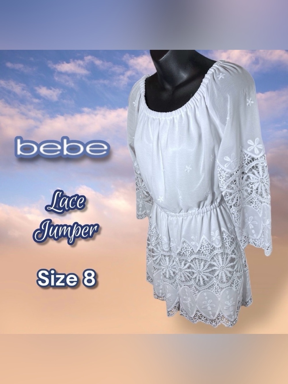 Bebe White Lace Romper Size 8